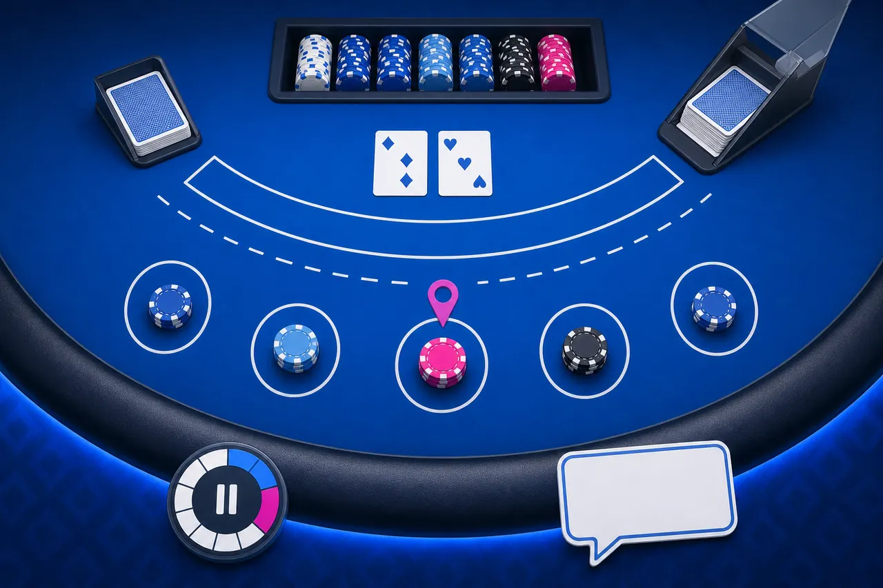 Live dealer table setting illustrating calm table etiquette